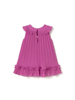 Abito smanicato plisset fucsia