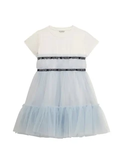 Abito tulle combinato bambina celeste