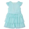 Abito tulle plissettato bambina celeste