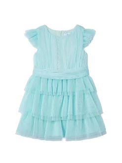 Abito tulle plissettato bambina celeste