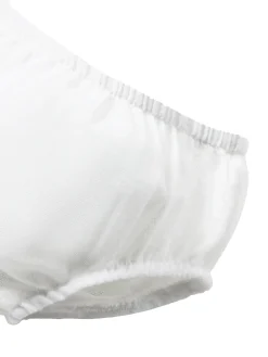 Abito tulle ricamato con copripannolino neonata panna