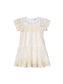 Abito tulle ricamo panna