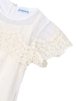 Abito tulle ricamo panna
