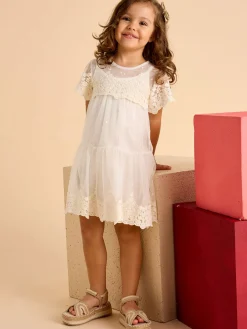 Abito tulle ricamo panna