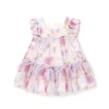 Abito tulle stampa floreale neonata rosa
