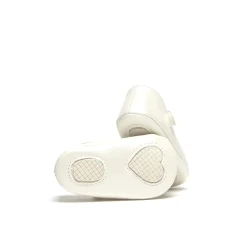 Ballerine neonata con pompon ecru