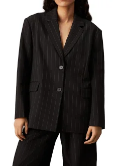 Blazer a righe sottili nero