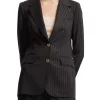 Blazer gessato 2 bottoni Irena nero/oro