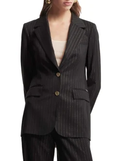 Blazer gessato 2 bottoni Irena nero/oro