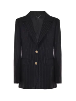 Blazer gessato 2 bottoni Irena nero/oro