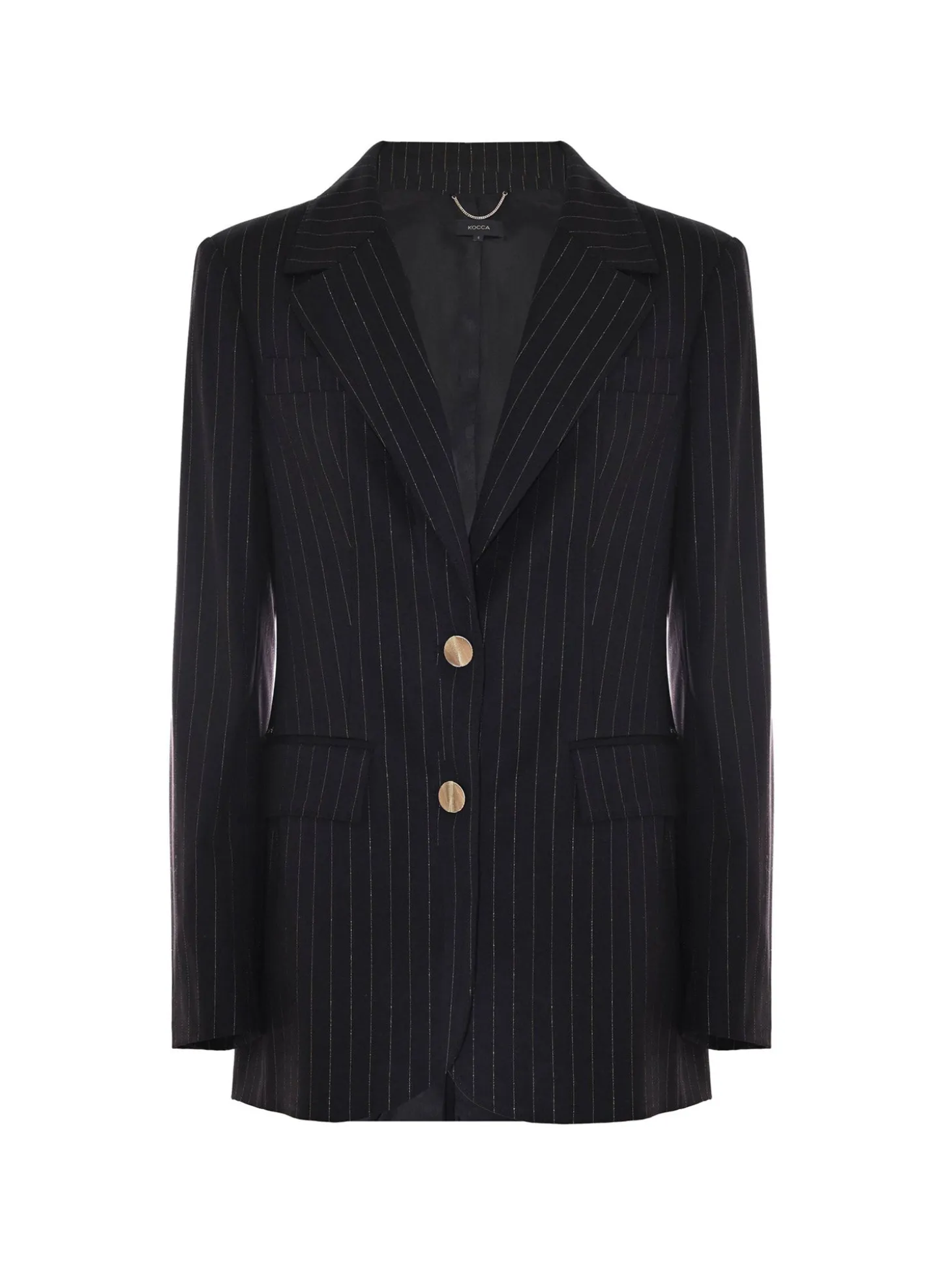 Blazer gessato 2 bottoni Irena nero/oro