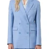 Blazer regular lungo doppiopetto celeste
