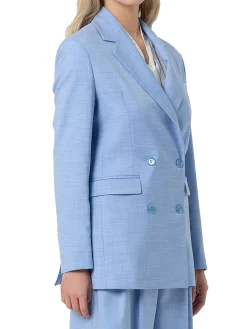 Blazer regular lungo doppiopetto celeste
