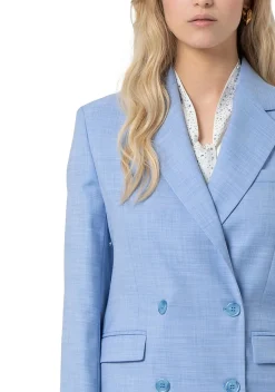 Blazer regular lungo doppiopetto celeste