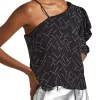 Blusa asimmetrica con dettagli strass