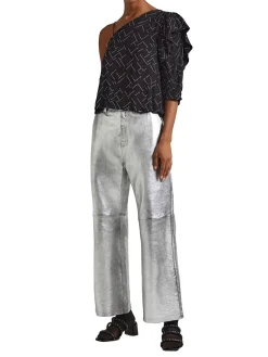 Blusa asimmetrica con dettagli strass
