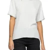 Blusa maniche corte con dettagli lurex bianca