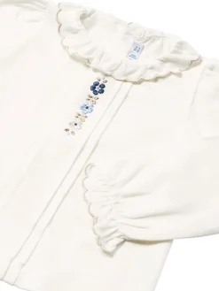 Blusa maniche lunghe con ricami beige
