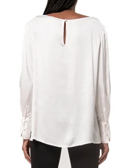 Blusa maniche lunghe in viscosa crema