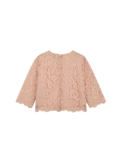 Blusa pizzo manica 3/4 cerimonia bambina rosa