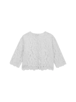 Blusa pizzo manica 3/4 cerimonia bambina bianco