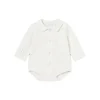 Body camicia pois in cotone panna