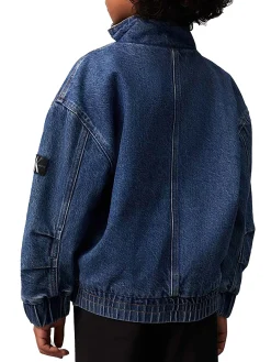 Bomber bambino di jeans in denim medio