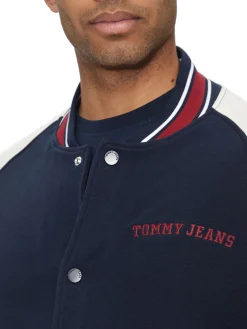 Bomber circle varsity con stampa sul retro blu