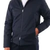 Bomber con zip e cappuccio in nylon blu