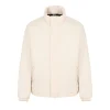 Bomber con zip e maxi logo sul retro panna