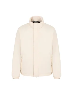 Bomber con zip e maxi logo sul retro panna