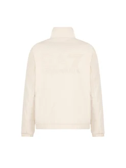 Bomber con zip e maxi logo sul retro panna