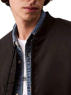 Bomber con zip in nylon imbottito nero