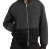 Bomber con zip in nylon nero/grigio