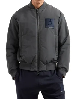 Bomber con zip patch logo grigio scuro