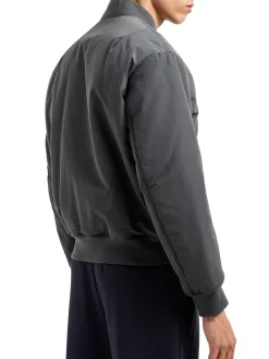 Bomber con zip patch logo grigio scuro
