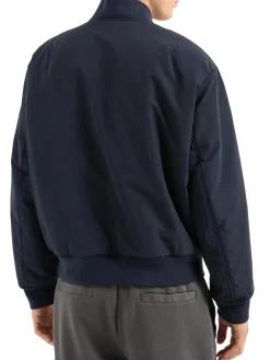 Bomber con zip patch logo blu