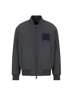 Bomber con zip patch logo grigio scuro