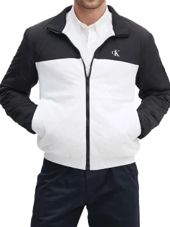 Bomber Harrington con zip con patch del logo bianco/nero
