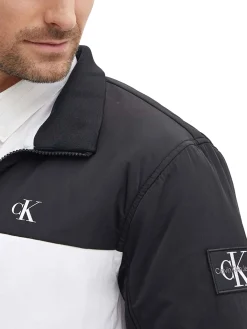 Bomber Harrington con zip con patch del logo bianco/nero