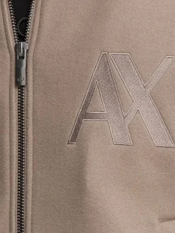 Bomber in panno con zip patch logo beige
