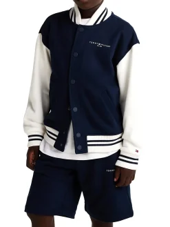 Bomber junior con bottoni oversize blu