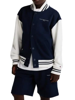 Bomber kids con bottoni oversize blu