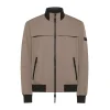 Bomber stretch in tessuto tecnino beige
