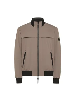 Bomber stretch in tessuto tecnino beige