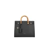 Borsa a mano con manici bamboo nero