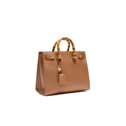 Borsa a mano con manici bamboo moro