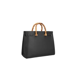 Borsa a mano con manici bamboo nero