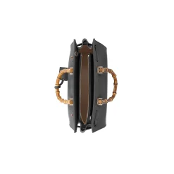 Borsa a mano con manici bamboo nero