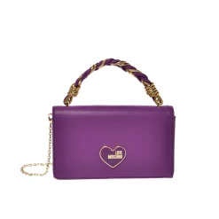 Borsa a mano con manico intrecciato viola
